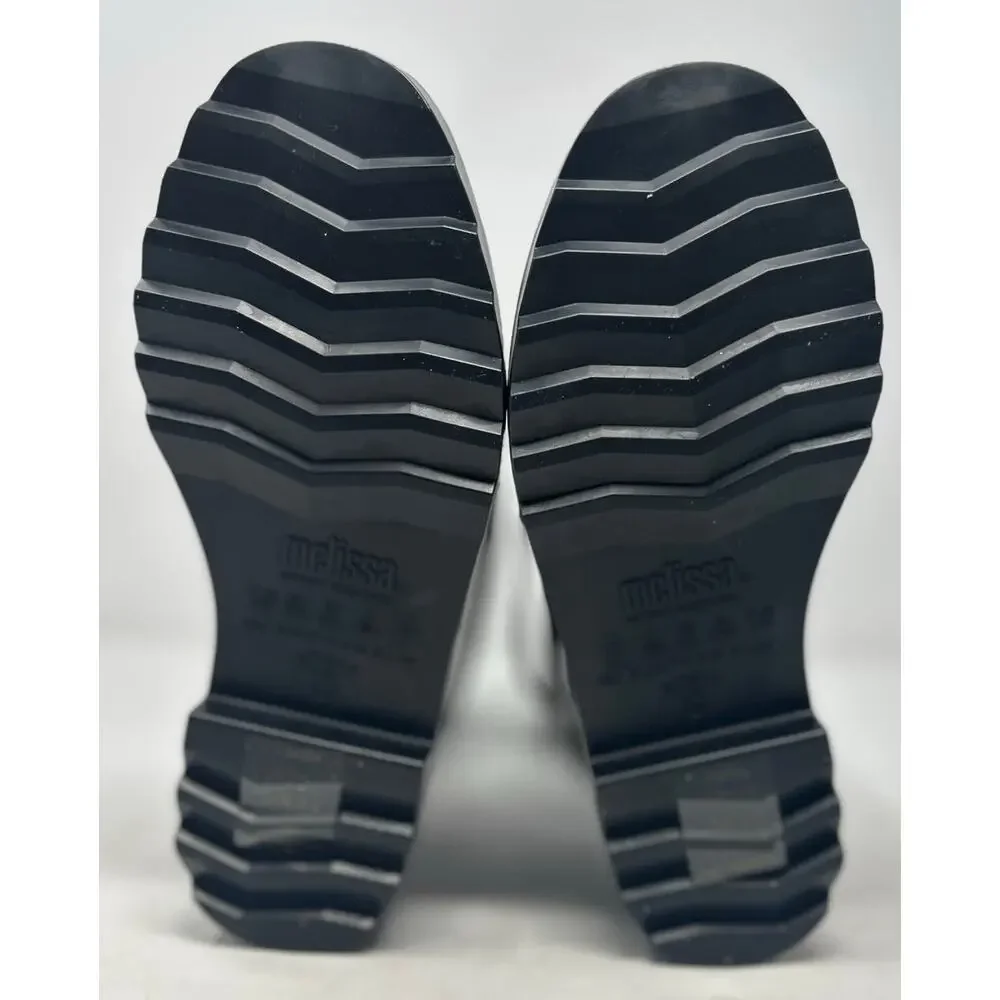 Mel Dreamed by Melissa Girl's Black Glitter Rain‎ Boot Ruffle Me This Size 3